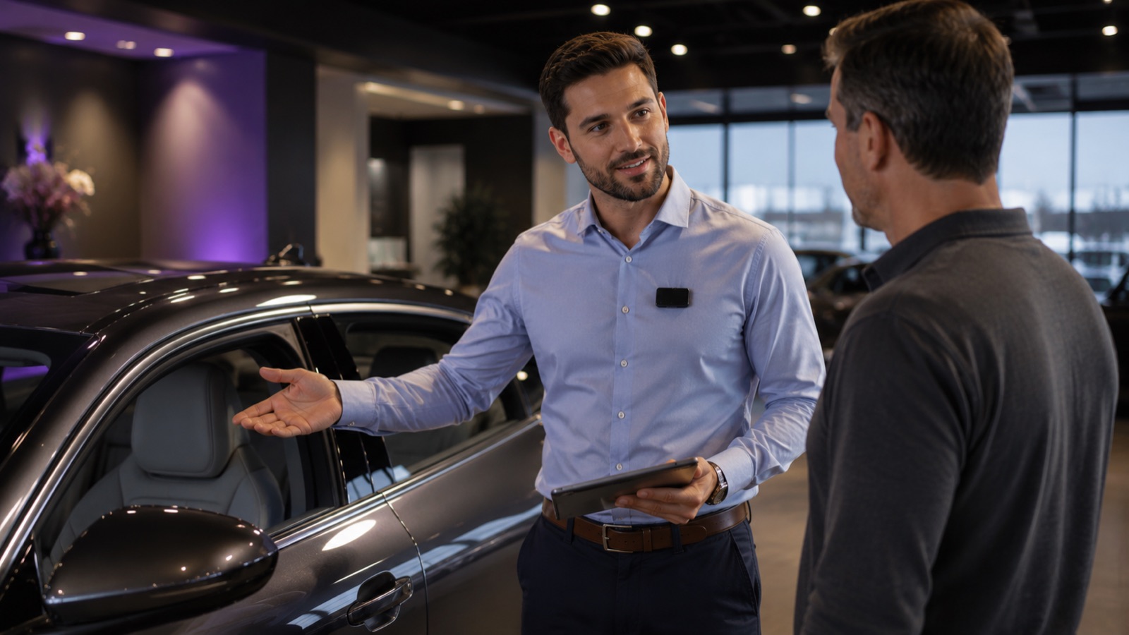 new cars in a dealership showroom